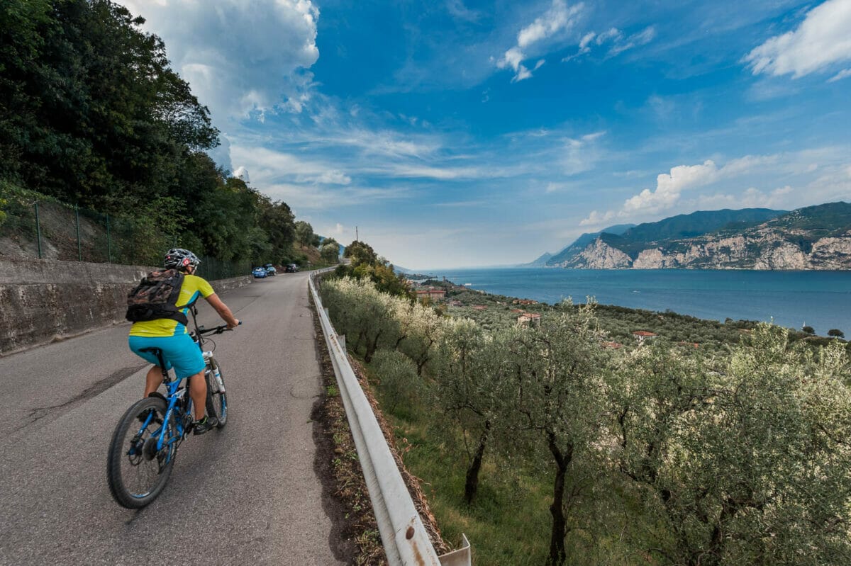 Biking in malcesine with lake view