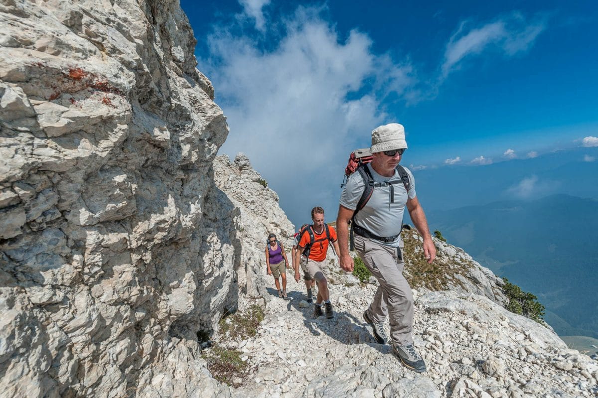 hikers on monte baldo peaks trekking route