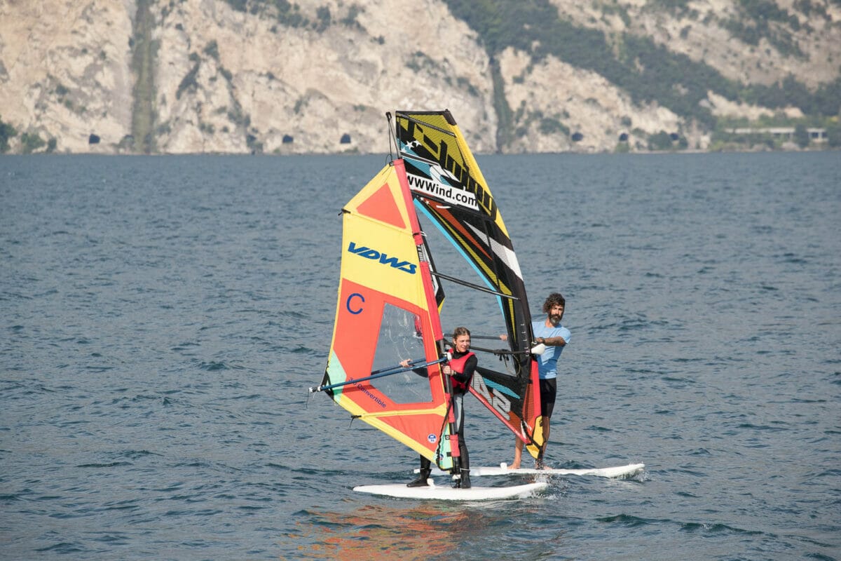 windsurf instructor with a student