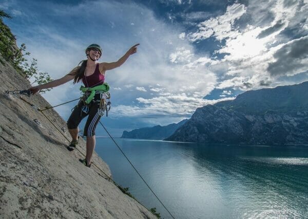 Climbing course with lake view