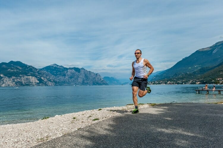 running on the beach in brenzone