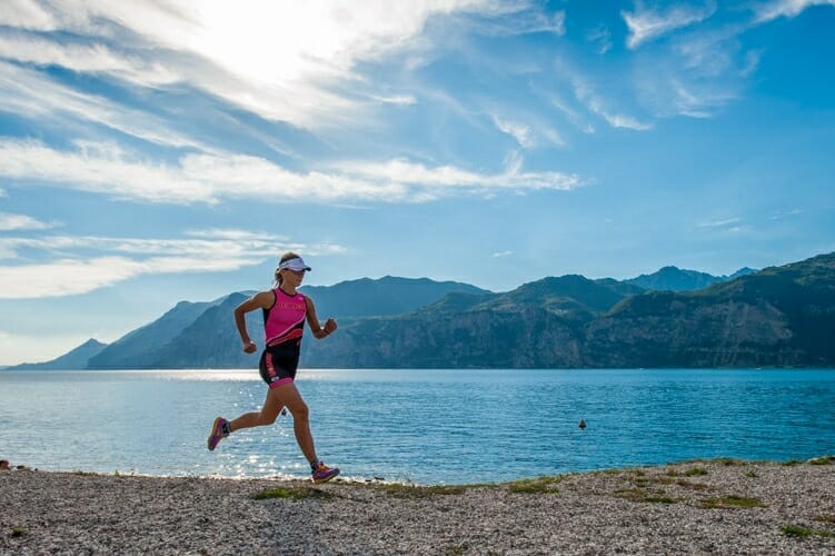 running on the beach at lake garda