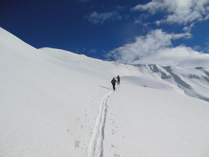 scialpinisti sul telegrafo