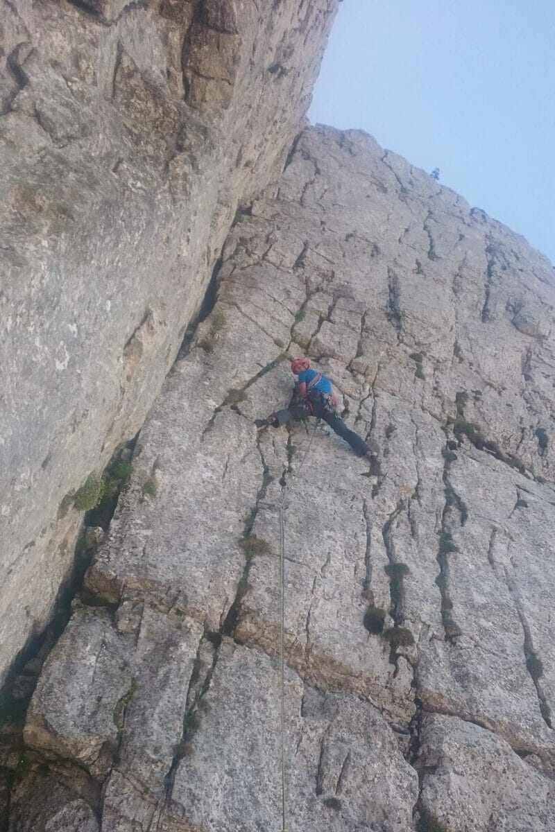 alpine climber on the molinaroli route