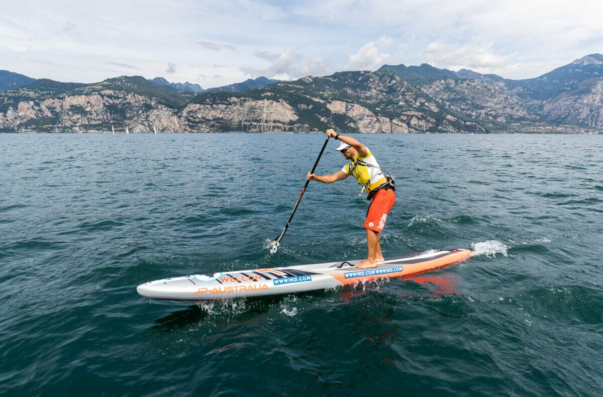 sup with mountains in the background