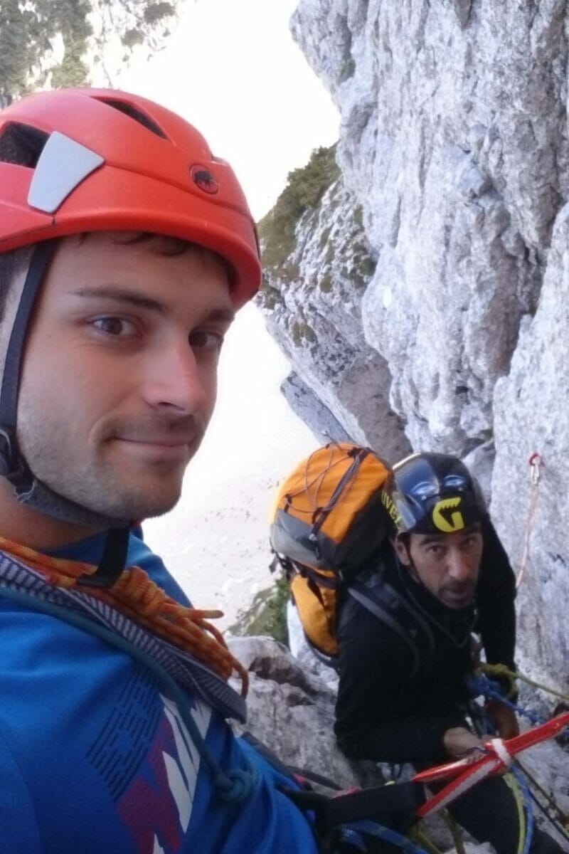 alpine climbers on the route molinaroli