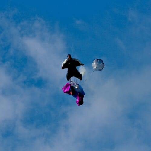 base jumper with wing suit