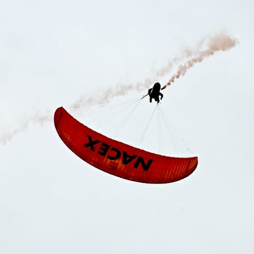 red paragliding