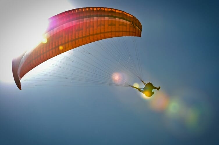 red paragliding